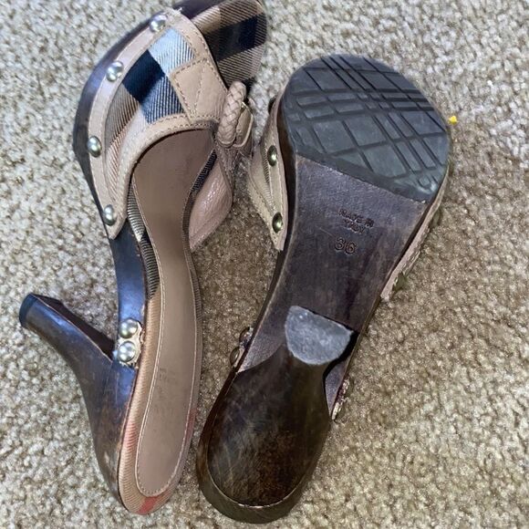 BURBERRY NOVA CHECK Y2K SLIP ON HEELS MULES SANDALS - Picture 6 of 7
